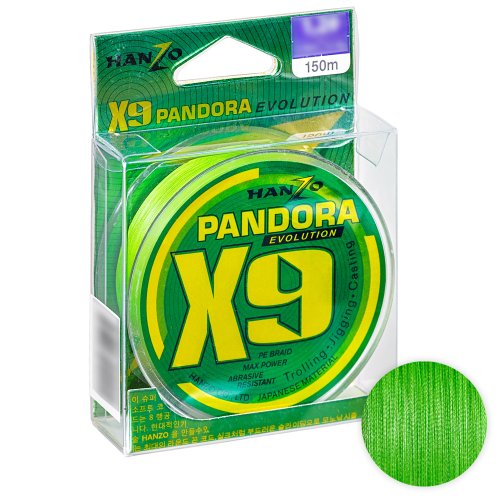 Плетёный шнур Hanzo Pandora Evolution X9 150м. 0.17мм. Green