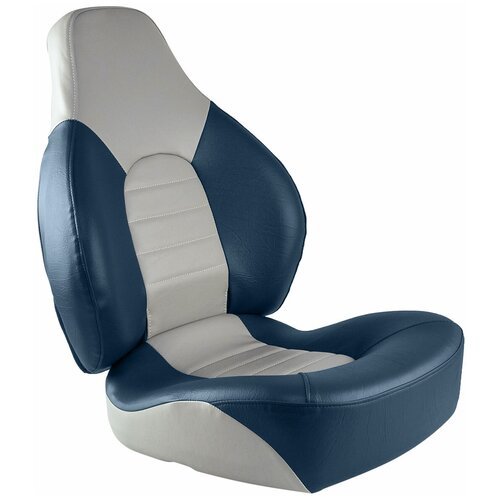 Кресло складное мягкое FISH PRO, цвет серый/синий для лодки / катера
