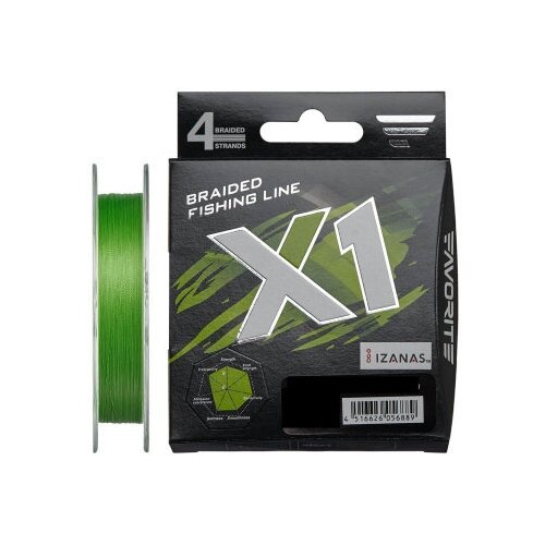 Шнур Favorite X1 PE 4X 150m Light Green #1.2/0.185mm 9.5kg/20lb