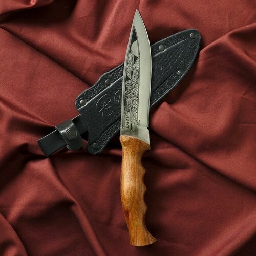 Сердце Кизляра Нож кавказский, туристический 'Варан' с ножнами, сталь - 40х13, вощеный орех, 14.5 см