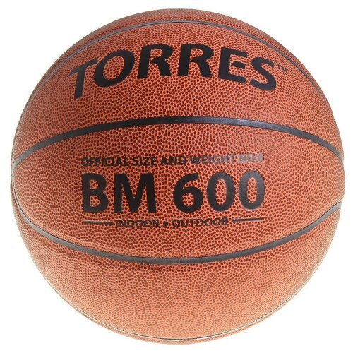 Мяч баскетбольный Torres BM600, B10026, PU, клееный, 8 панелей, размер 6