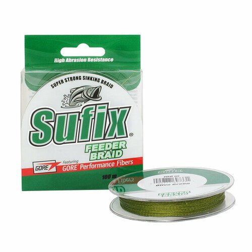 Плетеный шнур для рыбалки Sufix Feeder braid зеленая 100м 0.08мм 3,6кг