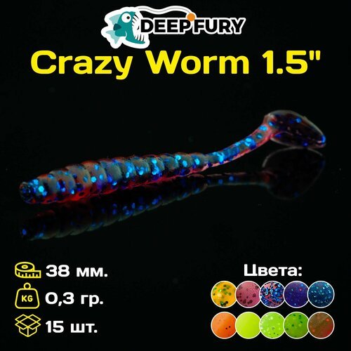 Силиконовая приманка Deep Fury Crazy Worm 1.5' (38 мм.) цвет c03