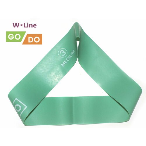 Эспандер-петля GO DO W-Line (3). Цвет: зелёный. Длина в сложенном виде 30,5 см. Ширина 5 см. Толщина 0,7 мм. W-650-0.7