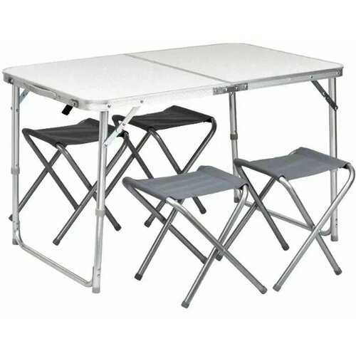 Набор стол + 4 стула алюминиевый 60x120 см, белый