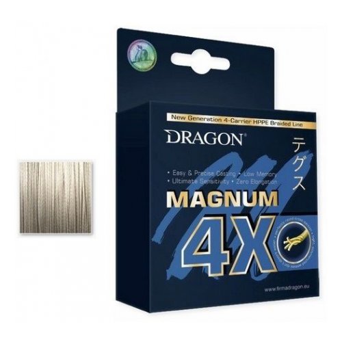 Dragon, Шнур Magnum 4X, 1000м, 0.16мм, 13.80кг, светло-серый