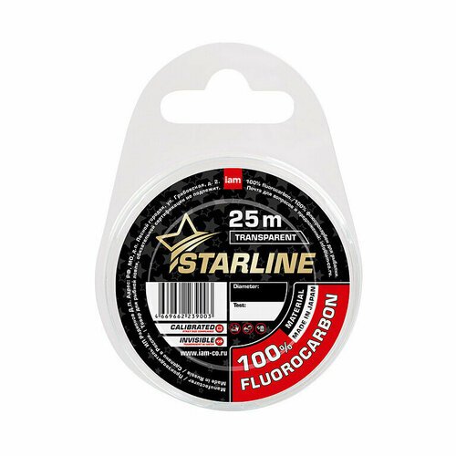 Флюорокарбоновая леска IAM Starline 25 м. transparent - разрывная нагрузка 1.4 кг, диаметр #0.6 0.14 мм.