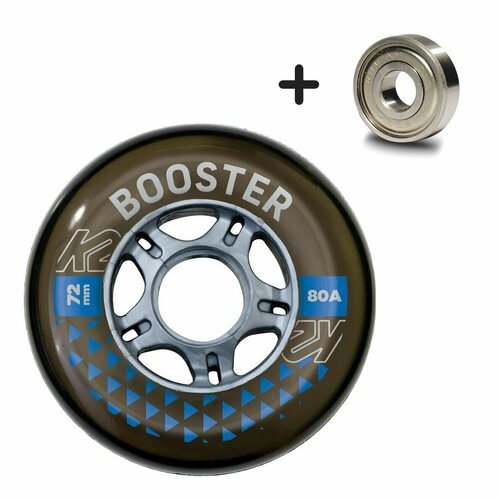 Набор колес для роликов (8 шт.) K2 BOOSTER 72mm/80A 8-WHEEL + ILQ 5 + Alu Spacer 6mm - Smoke