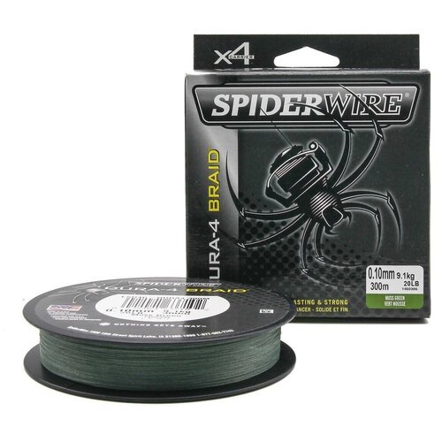 Плетеная леска Spiderwire Dura4 Braid Темно-зеленая 300m 0,10m Mgrn