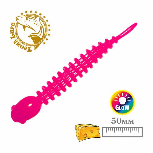 Силикон TROUT LURE (SANSAN) в банке, GOLOVASTIK 50, СЫР, COL. 102 (Pink Glow), (12шт)