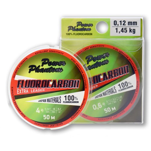 Леска Power Phantom Fluorocarbon Extra Leader, 0,6 0,12мм, 1,45 кг, прозрачный, 50м