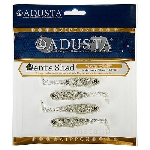 Приманка ADUSTA Penta shad 3' #013 Clear Silver Glitter S, # 0000680904