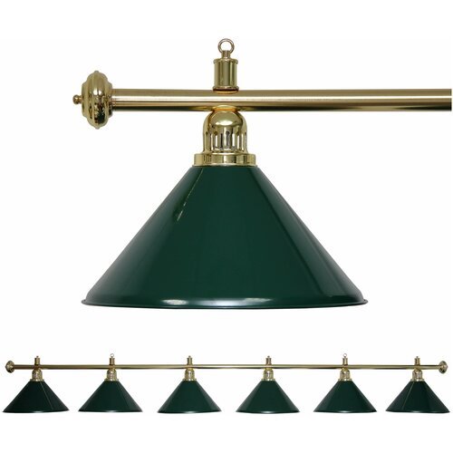 Светильник для бильярда 6 плафонов Evergreen зеленые плафоны / золотая штанга