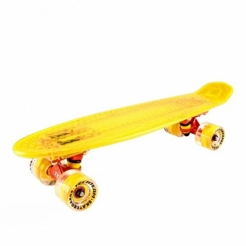 Скейтборд с подсветкой, пенни борд, желтый