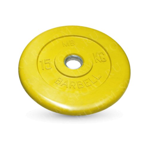 15 кг диск (блин) MB Barbell (желтый) 50 мм