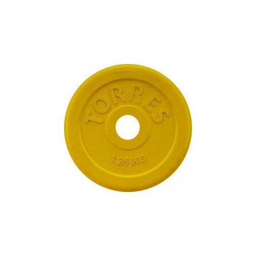 Диск обрезиненный TORRES 1,25 кг арт. PL50381, d 25 мм, металл в резиновой оболочке, желтый