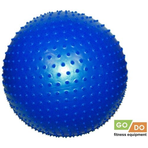 Мяч для фитнеса/ мяч гимнастический/ фитбол GO DO с массажными шипами. Максимальный вес: 130 кг. Диаметр: 60 см, Цвет: синий.