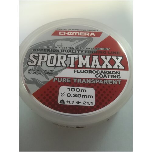 Леска CHIMERA Sportmaxx Fluorocarbon Coating 100м 0,30мм Pure Transparent