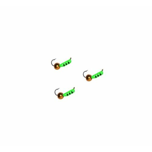 GRFish, Мормышка 'Столбик с латунным шаром', вольфрам, 3мм, 1.2г, зеленый, 15шт.