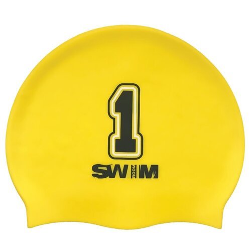 Силиконовая шапочка для плавания SwimRoom 'Номер 1', цвет желтый