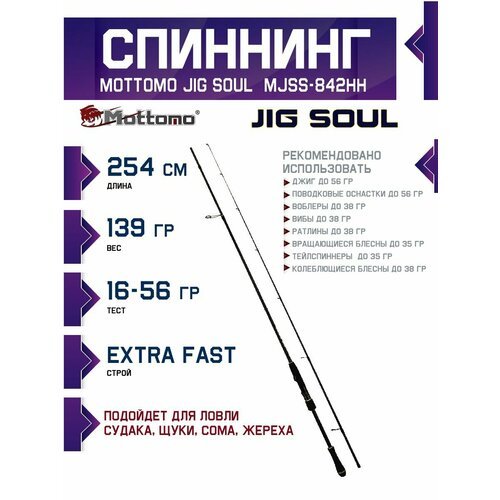 Спиннинг для рыбалки Jig Soul MJSS-842HH 254см 16-56 г для джига