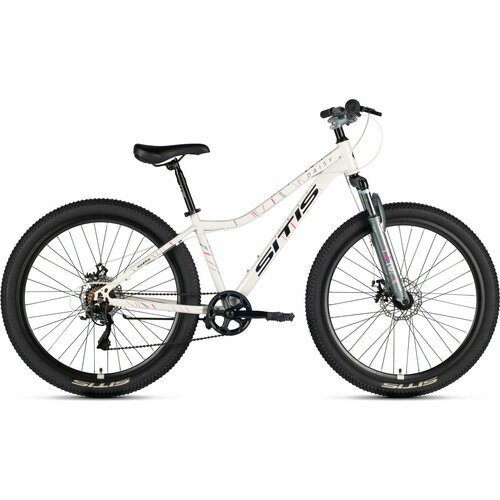 Велосипед горный SITIS DAISY 27,5' 7sp (2024), хардтейл, взрослый, женский, стальная рама, 7 скорости, дисковые механические тормоза, цвет White-Grey-Black, белый/серый/черный цвет, размер рамы 17', для роста 170-180 см