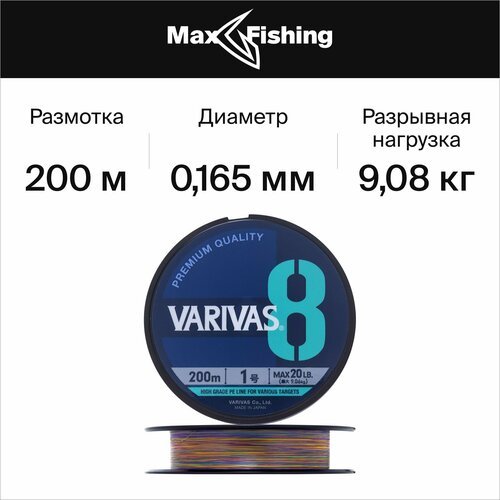 Плетеный шнур для рыбалки Varivas X8 Marking #1 0,165мм 200м (multicolor)