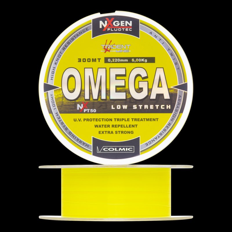 Леска монофильная Colmic PT50 – Omega 0,22мм 300м (yellow)