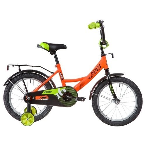 Детский велосипед NOVATRACK 16' VECTOR оранжевый, тормоз нож, крылья, багажник, защита А-тип