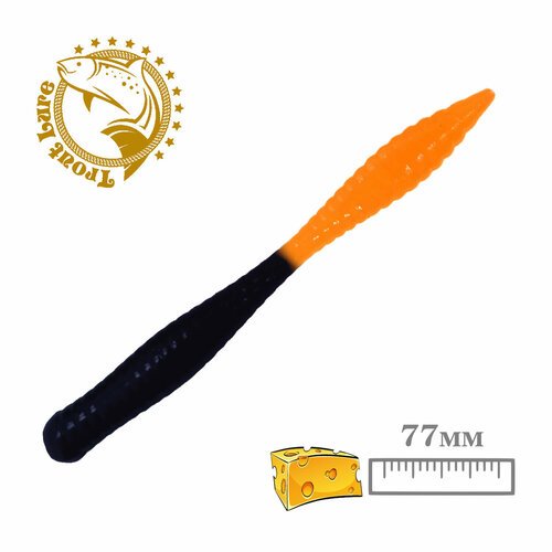 Силикон TROUT LURE (SANSAN) в банке, BEAVER 77, СЫР, COL. 21 (Black-Orange), (10шт)