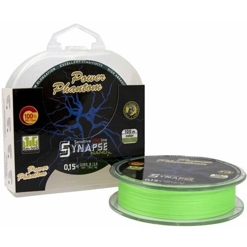 Шнур Power Phantom Synapse NANO PE 100m, флуоресцентный зеленый #0,12 (2,7кг), 0,055mm