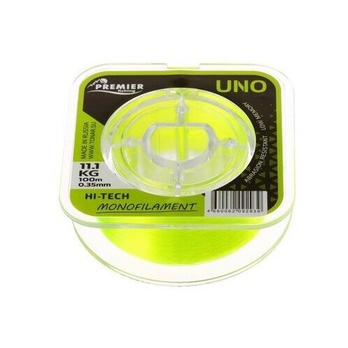 Леска Preмier Fishing UNO, диаметр 0.35 мм, тест 11.1 кг, 100 м, флуоресцентная желтая