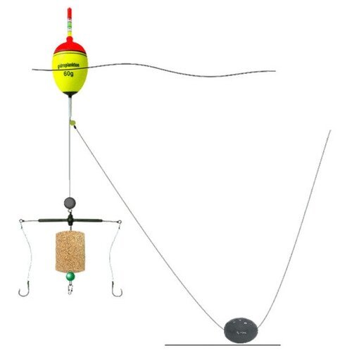 Монтаж на толстолобика Гидропланктон №2 (Т-образная оснастка, 2 крючка)