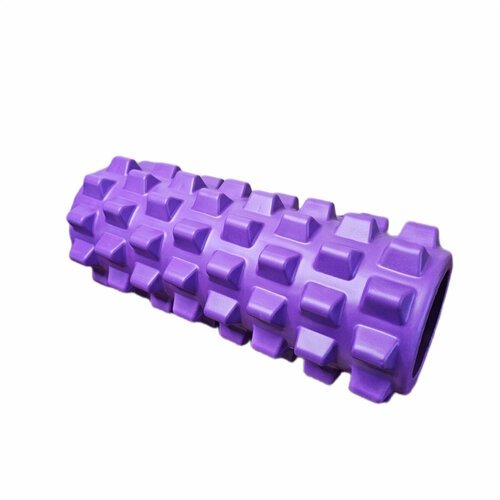 Массажный гимнастический ролик EasyFit длина 33 см, диаметр 13 см фиолетовый точечный
