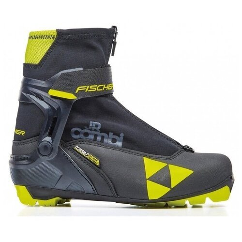 Детские лыжные ботинки Fischer Combi JR 2020-2021, р.40, черный/салатовый