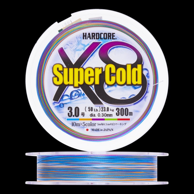 Шнур плетеный Duel Hardcore PE X8 Super Cold #3 0,30мм 300м (5Color)