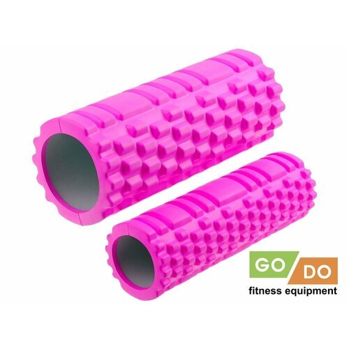 Валик-матрёшка для йоги полый жёсткий: YJ33См-2 (Розовый)