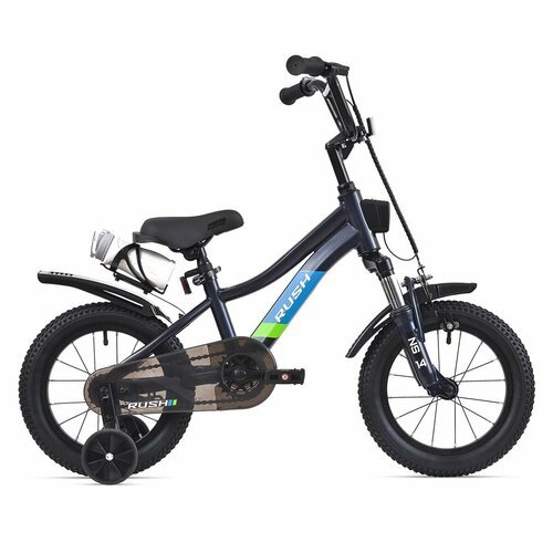 Велосипед двухколесный детский 14' дюймов RUSH HOUR X5-RACE14 рост 105-120 см черный. Для девочки, для мальчика, для малышей 3 года, 4 года, 5 лет, городской, прогулочный, раш