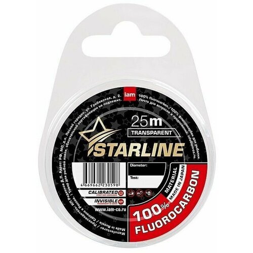 Леска Флюорокарбон STARLINE 100% FLUOROCARBON 25 м d 0.50 мм test 14,0 кг