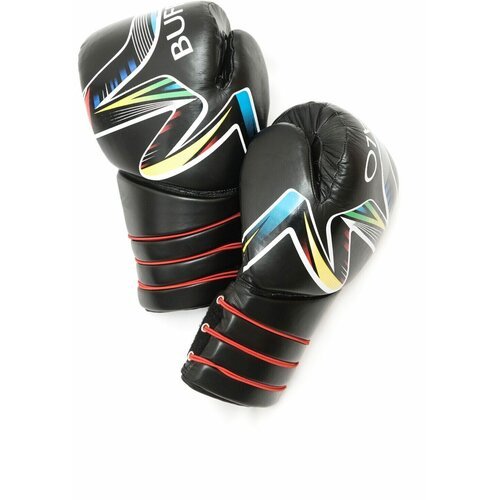 Перчатки боксерские Buffalo кожаные на шнуровке и липучке 12 oz Black/Multicolored