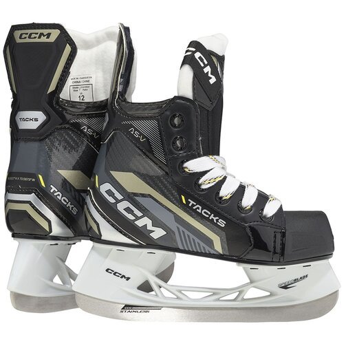 Хоккейные коньки для мальчиков CCM Tacks AS-V YT regular, р.Y12.5, черный/бежевый