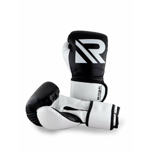 Перчатки боксерские Rage fight gear черно-белый кож/зам - Rage - Черно белый - 10 oz