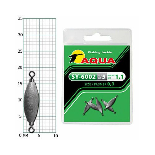 Груз с вертлюгом для рыбалки AQUA SY-6002 0,3 (1,1g) (упк. 5шт.)