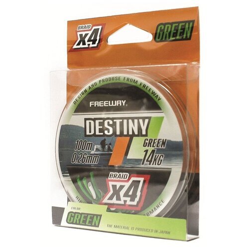 Шнур плетеный FWx4 DESTINY GREEN 0.13 LB10 4.5kg