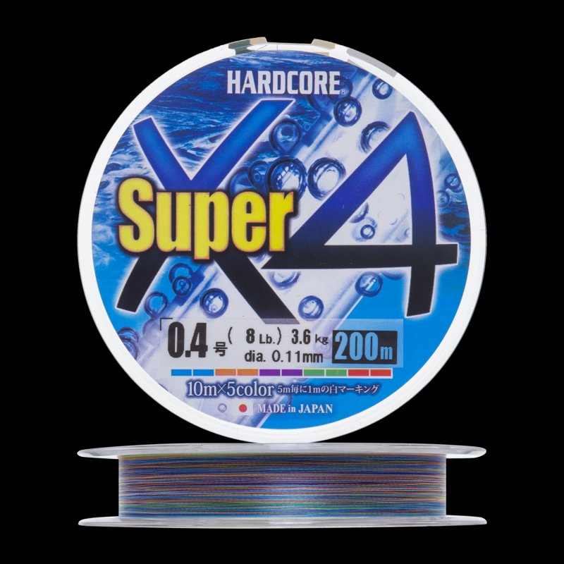 Шнур плетеный Duel Hardcore PE X4 Super #0,4 0,11мм 200м (5color)