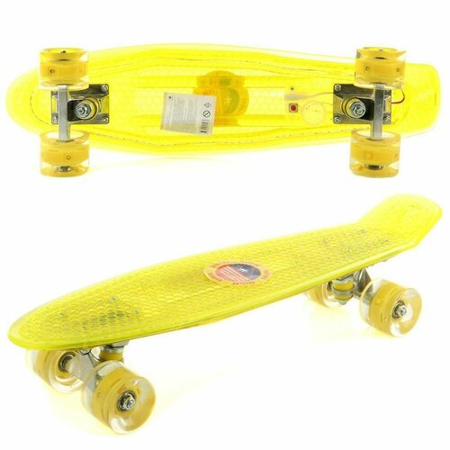 Детский скейтборд с подсветкой и USB, 57*15 см, Veld Co / Светящиеся PU колеса / Пластиковая доска для катания