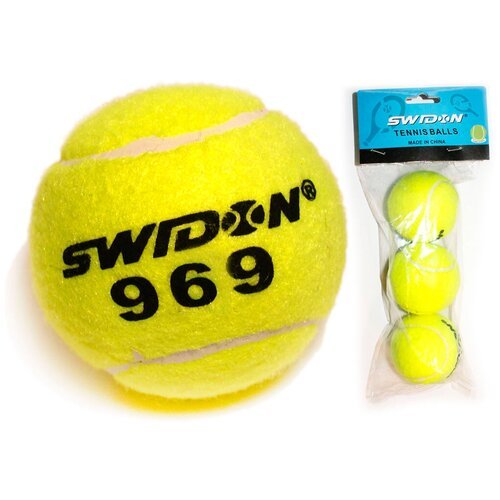 Мяч для большого тенниса SWIDON 969, набор из 3 штук, желтые
