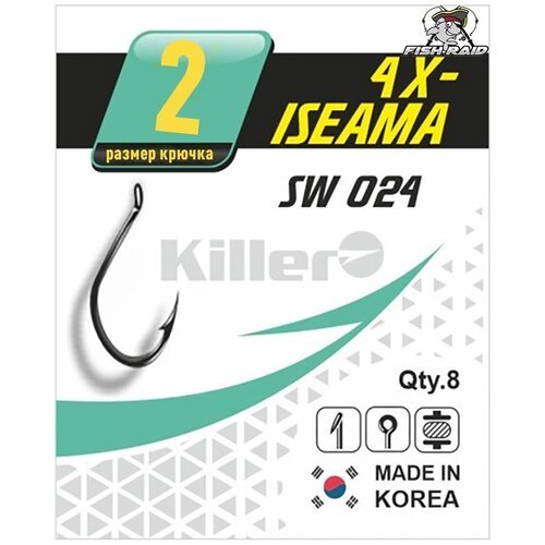 Крючки рыболовные Killer 4х-ISEAMA №2 6 шт Корея