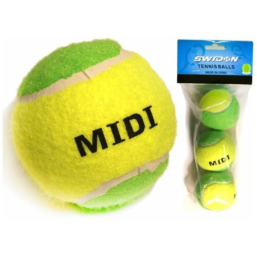 Мяч для большого тенниса MIDI, набор из 3 штук, жёлтый/салатовый