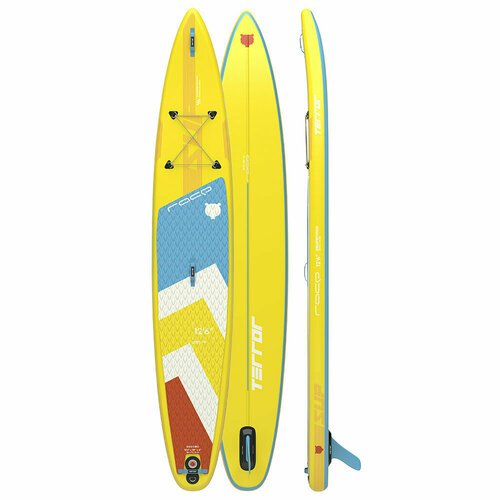 Cап борд надувной двухслойный TERROR SUP Yellow 12'6 RACE желтая / Sup board, сапборд, доска для сап серфинга